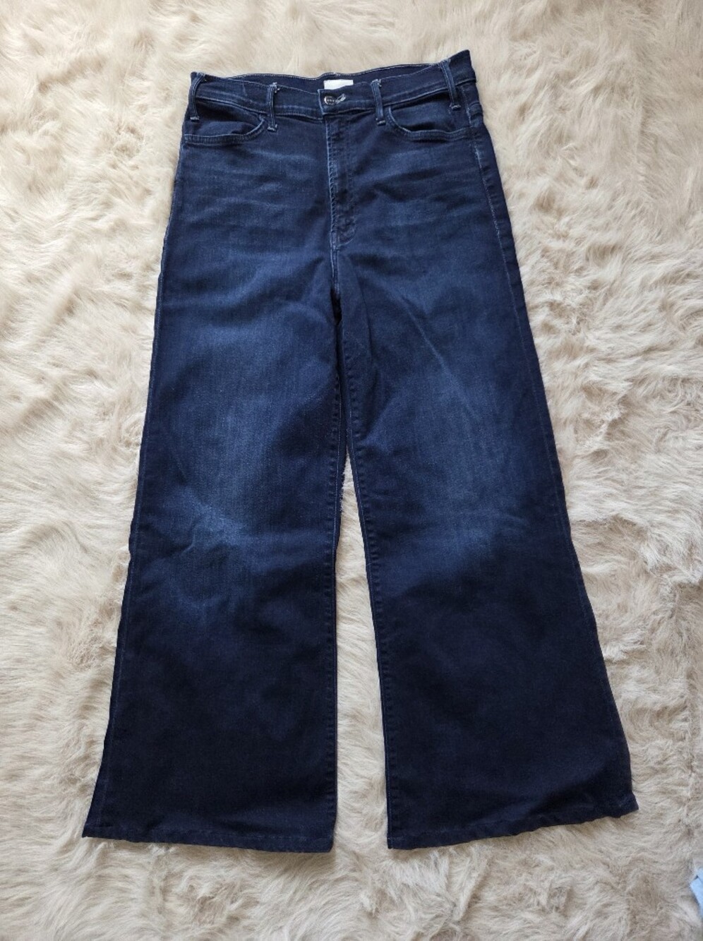 MOTHER The Hustler Roller Sneak Jeans in Dark Blue Wash Sz 31x27 High Rise